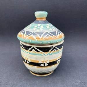 Rare Anthropologie Colorful Boho Ceramic Sugar Bowl Container - Picture 1 of 8