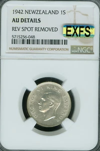 1942 NEW ZEALAND 1 SHILLING NGC AU55 MAC EXFS OR EXCEPTIONAL 1ST STRIKE . - Picture 1 of 2