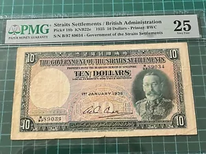 1935 Straits Settlements $10 Banknote PMG 25 VF - Picture 1 of 2