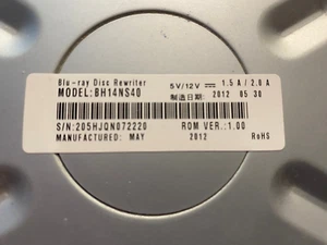 LG BH14NS40 M-Disc Blu-Ray Disc Burner Rewriter SATA (2012) - Afbeelding 1 van 4