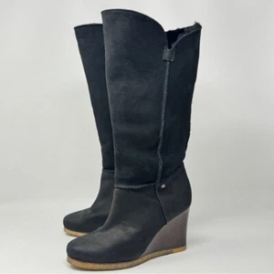 UGG Australia Aprelle Black Sheepskin Pull-On Boots - Size 6 US - Picture 1 of 10