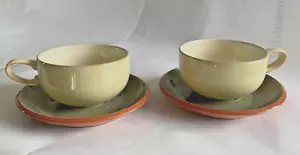 Denby Fire Yellow Large Breakfast Cup and Sage Colour Saucer 1 OR 2 200ml - Picture 1 of 12