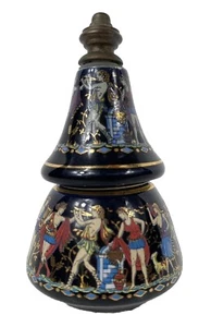 VTG Greek Bardaco Black Ceramic Decorative Solid Perfume Bottle Mythology 4" - Picture 1 of 9