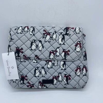 NUEVO CON ETIQUETAS $48 Vera Bradley Playful Penguins Gris Cepillo y Estuche de Cosméticos Bolsa de Viaje  Foto 1 de 4