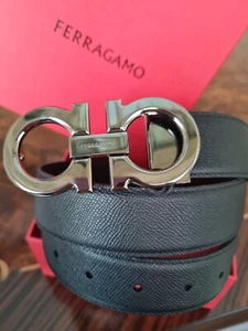 Ferragamo Belt Gancini Silver Buckle Reversible Black/Brown, 110cm -38/40 waist - Imagen 1 de 6