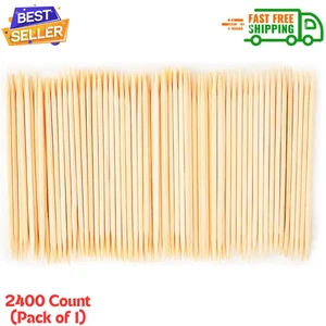 2400 palillos de dientes de madera de bambú - palillos de dientes redondos de madera de dos puntos - Imagen 1 de 6