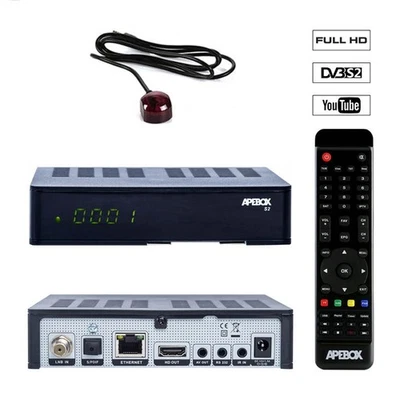 Receptor IP multimedia satelital Apebox S2 Full HD 1080p H.265 LAN DVB-S2