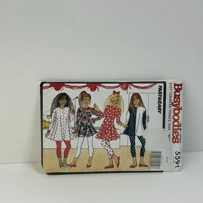 Leggings Top Dress Girls Size 12-14 Flared Ruffles UNCUT Pattern 5591 Vintage - Image 1 of 2