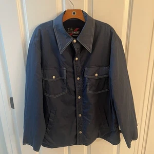 Vintage Sears Outerwear Men 46 XL Snap Button Up Jacket Blue Fleece Lined - Picture 1 of 14
