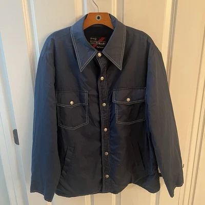 Vintage Sears Outerwear Men 46 XL Snap Button Up Jacket Blue Fleece Lined - Image 1 of 4