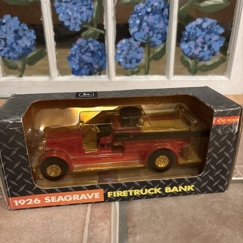 Ertl 1926 Seagrave Fire Truck 1992 John Deere Die Cast Bank Replica Toy C3
