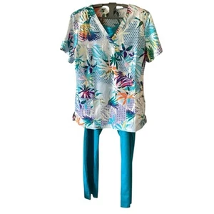 Dickies/Purple Label Yoga Scrub Set Colorful Teal Size LT See Description - Picture 1 of 10