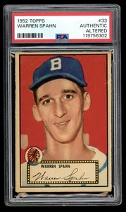 1952 Topps #33 Warren Spahn Altered Braves PSA Authentic HOF - Picture 1 of 2
