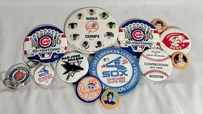 🧢 Lote de botones de béisbol vintage 🧷 MLB Cubs Sox Yankees Reds Tigers Orioles Foto 1 de 2