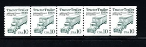 Timbro USA 10¢ Trattore Rimorchio Presort - Piastra #1 Bobina Striscia di 5 timbri SC#2257 - Foto 1 di 2