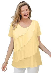 Woman Within Plus Size Ruffle Tee - Picture 1 of 23