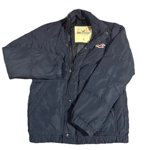 Hollister Men’s Puffer Jacket Black Size Medium Zip Up Winter Coat - Picture 1 of 6
