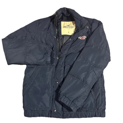 Hollister Men’s Puffer Jacket Black Size Medium Zip Up Winter Coat - Image 1 of 4