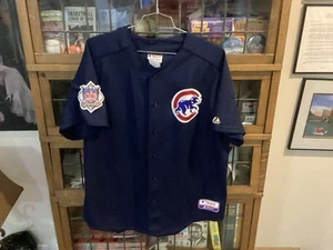 VTG Chicago Cubs Navy  ALT MAJESTIC Authentic SEWN w NL Patch Jersey SZ XL -Cool - Picture 1 of 14