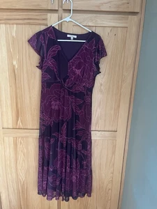 Les Serein Midi pflaumenfarbenes Damenkleid Medium gebraucht, in einwandfreiem Zustand - Bild 1 von 4