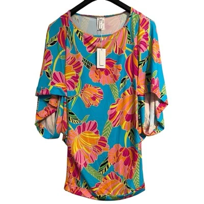 Trina Turk Paradise Swimsuit Cover Up Tunic Dress Womens S Multi Poppy Resort - Image 1 of 4