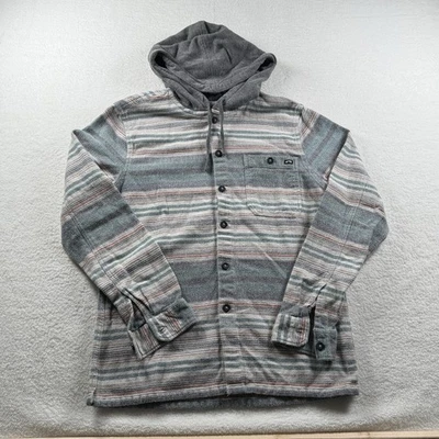 Chaqueta con capucha y botones Billabong para hombre mediana de franela Baja Foto 1 de 4