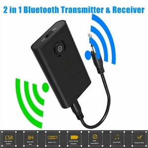 2 In 1 Bluetooth 5.0 Transmitter Receiver Wireless Audio 3.5mm Aux Adapter - Zdjęcie 1 z 11