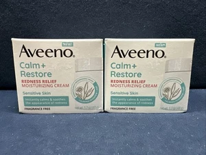 2x Aveeno Calm + Restore Redness Relief Moisturizing Cream 1.7 FL OZ EACH - Picture 1 of 5
