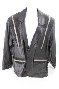 VTG MEN'S LOS ALTOS BOOTS BLACK LAMB LEATHER STINGRAY BLAZER JACKET SIZE 2XL - Picture 1 of 17