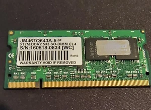 Transcend 512MB DDR2 533 Laptop Memory RAM JM467Q643A-5-P - Picture 1 of 1