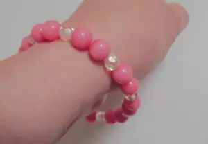 Pink Stone & Crystal Beaded Stretch Bracelet - Picture 1 of 4