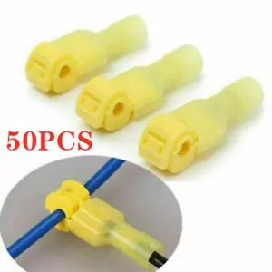 50PCS Nylon Male Spade Wire Quick Crimp Connectors 12-10 AWG Insulated Terminals - Picture 1 of 5