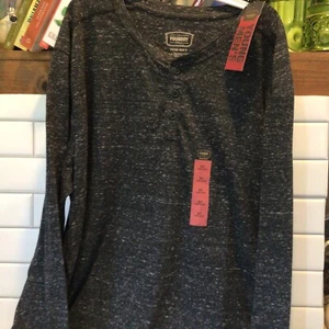 Foundry Men's Grey /white Henley Shirt Long Sleeve Stretch Size XLT BIG & TALL - Picture 1 of 8