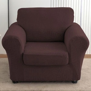 Waterproof leaf pattern jacquard stretch armchair cover with cushion cover - Picture 1 of 20