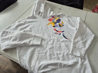 NUEVO CON ETIQUETAS - Sudadera con capucha Express blanca con estampado floral - S Foto 1 de 4