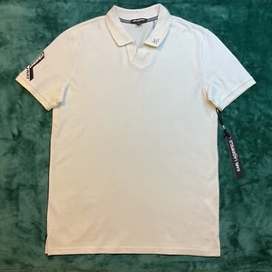 KARL LAGERFELD Paris Men’s Polo Short Sleeve T-Shirt Size MEDIUM Beige w/Black - Picture 1 of 12