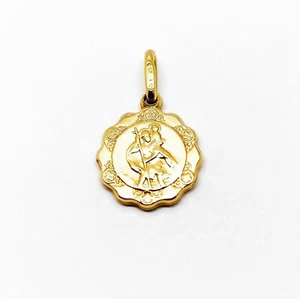 Genuine 9 Carat Yellow Gold 12mm Saint Christopher Charm / Pendant - Picture 1 of 1