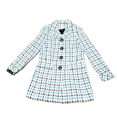 Abrigo Caslon Vintage Talla S Mujer Chaqueta Azul Blanco Marrón Mezcla Tejido Satinado Forrado Foto 1 de 4