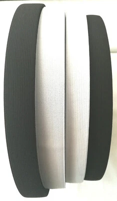 MARKENLOS Gummizug 20mm breit, Gummiband, Gummi, Gummibund, Hosen, Röcke weiss und schwarz