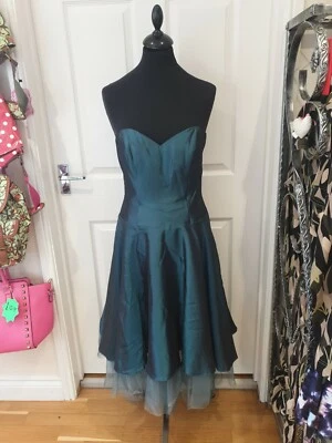JORA COLLECTION Dress Petrol Blue Teal Fit & Flare Occasion Wear Prom UK Size 12 - Image 1 of 4