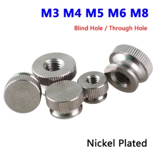 M3/4/5/6/8 Nickel Plated Steel Knurled Thumb Nuts with collar Blind/Through Hole - Picture 1 of 10