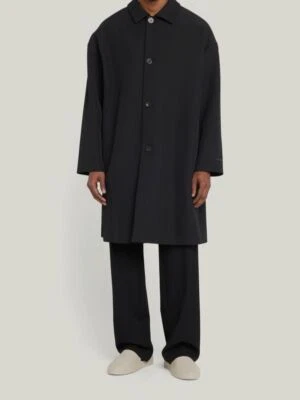 Abrigo de coche Fear of God negro de lana pesada de gran tamaño con cuello y botones talla 48 Foto 1 de 4