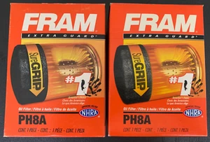 Lot of (2) FRAM Extra Guard PH8A SureGRIP Spin-On Oil Filter Made in USA - Picture 1 of 10