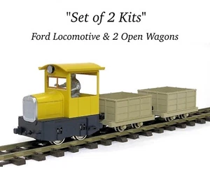 On30/Oe Scale Aru-Model Ashio Ford Locomotive & 2 Open Wagons Set of 2 Kits 0e - Picture 1 of 24