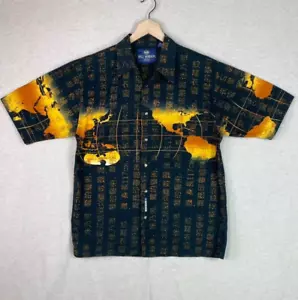 Camicia uomo vintage Wu Wear con bottoni L anni 90 Wu Tang Clan Rap stampa all over RARA! - Foto 1 di 12