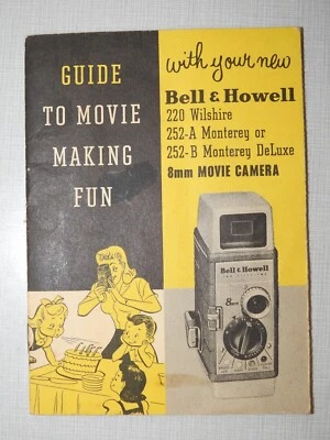 Guía para hacer películas divertidas - Folleto retro de cámara de película Bell & Howell 8 mm de colección Foto 1 de 3