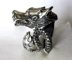Large Sterling Silver Dragon Ring / size 11 / 925 Sterling Silver / 18.8g - Picture 1 of 7