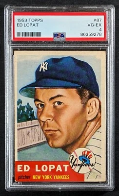 1953 Topps #87 Ed Lopat PSA VG-EX 4 - Image 1 of 3