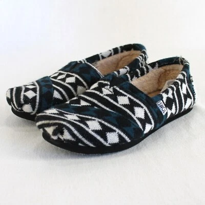 Zapatos sin cordones Toms para mujer talla 7 azul negro estampado azteca forro de piel sintética clásicos Foto 1 de 4