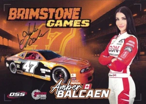SIGNED 2023 AMBER BALCAEN “BRIMSTONE GAMES” #47 NASCAR LATE MODEL POSTCARD - Picture 1 of 2